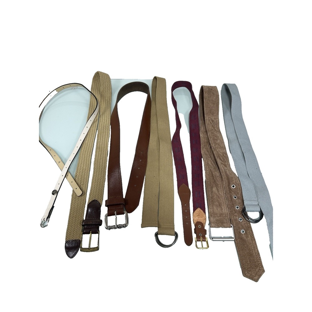Lot 7 Mixed Belts Leather Elastic Canvas D Ring Boho Casual‎ Vintage